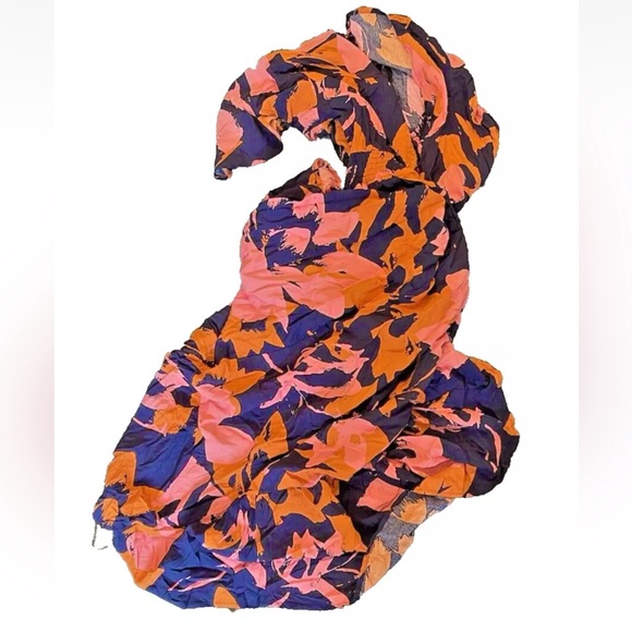 ABEL THE LABEL Anthropologie Navy Pink Orange Hi Lo Clare Dress Size XS - Picture 8 of 9